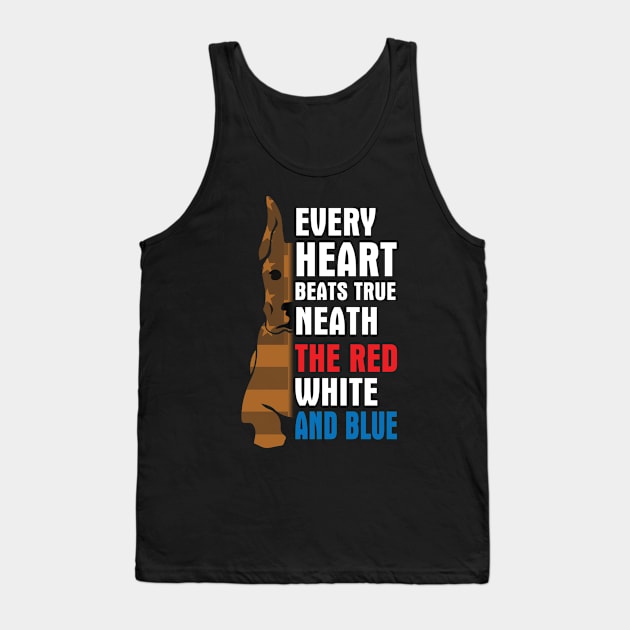 Greatdane Every Heart Beats True Neath The Red White And Blue Happy Independence July 4th Day Dogs Tank Top by Cowan79